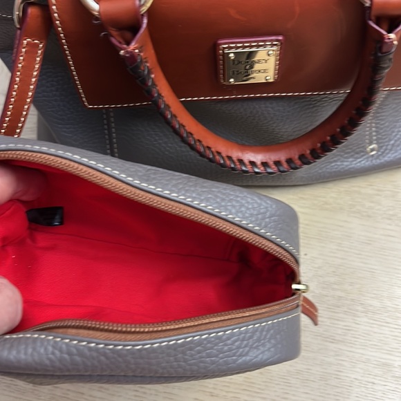 Dooney & Bourke Aubrey Leather Satchel with matching cosmetic bag & Key Fob - Picture 10 of 12